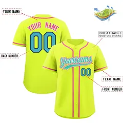 Fluorescent Green Baseball Jersey Uniform 2