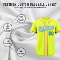 Fluorescent Green Baseball Jersey Uniform 3