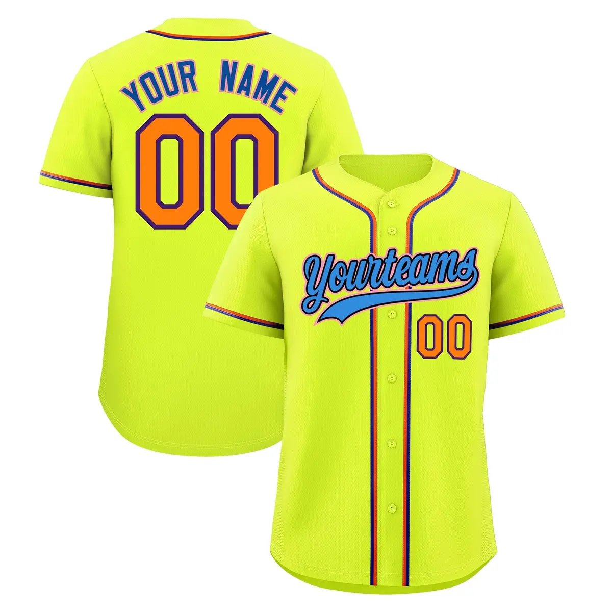 Fluorescent Green Baseball Jersey Uniform