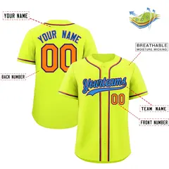 Fluorescent Green Baseball Jersey Uniform 2