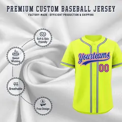 Fluorescent Green Baseball Jersey Uniform 3