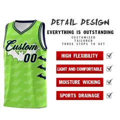 Fluorescent Green Bat Pattern Halloween Basketball Jersey 2