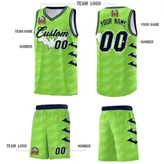 Fluorescent Green Bat Pattern Halloween Basketball Jersey 5