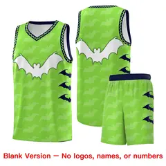 Fluorescent Green Bat Pattern Halloween Basketball Jersey 7