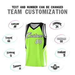 Fluorescent Green Black and White Color Block Basketball Jersey 4