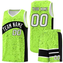 Fluorescent Green Black Dot Graffiti Irregular Pattern Basketball Jersey 1