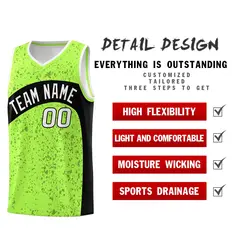 Fluorescent Green Black Dot Graffiti Irregular Pattern Basketball Jersey 2