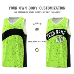 Fluorescent Green Black Dot Graffiti Irregular Pattern Basketball Jersey 3