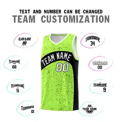 Fluorescent Green Black Dot Graffiti Irregular Pattern Basketball Jersey 4
