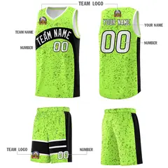 Fluorescent Green Black Dot Graffiti Irregular Pattern Basketball Jersey 5