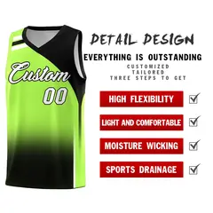 Fluorescent Green Black Gradient Basketball Jersey 2