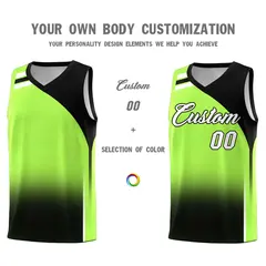 Fluorescent Green Black Gradient Basketball Jersey 3
