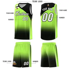 Fluorescent Green Black Gradient Basketball Jersey 5