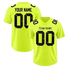 Fluorescent Green Black Sequin Lettering Moisture-Wicking Football Jersey 1
