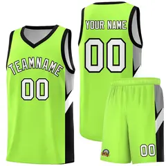 Fluorescent Green Black Side Design Basketball Jersey