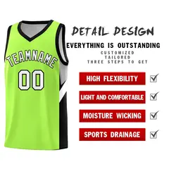 Fluorescent Green Black Side Design Basketball Jersey 2