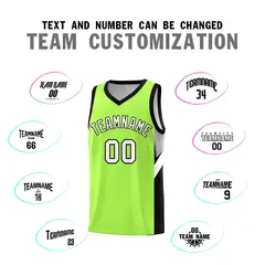 Fluorescent Green Black Side Design Basketball Jersey 4