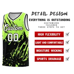 Fluorescent Green Black Snow Mountain Beast Pattern Basketball Jersey 2