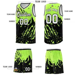 Fluorescent Green Black Snow Mountain Beast Pattern Basketball Jersey 5