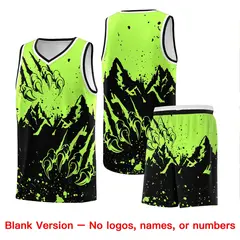 Fluorescent Green Black Snow Mountain Beast Pattern Basketball Jersey 7