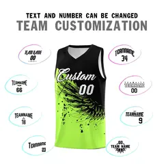 Fluorescent Green Black Wing Pattern Basketball Jersey 4
