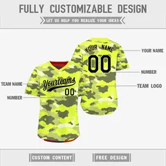 Fluorescent Green Crimson Camo Reversible Pullover Baseball Jersey 3
