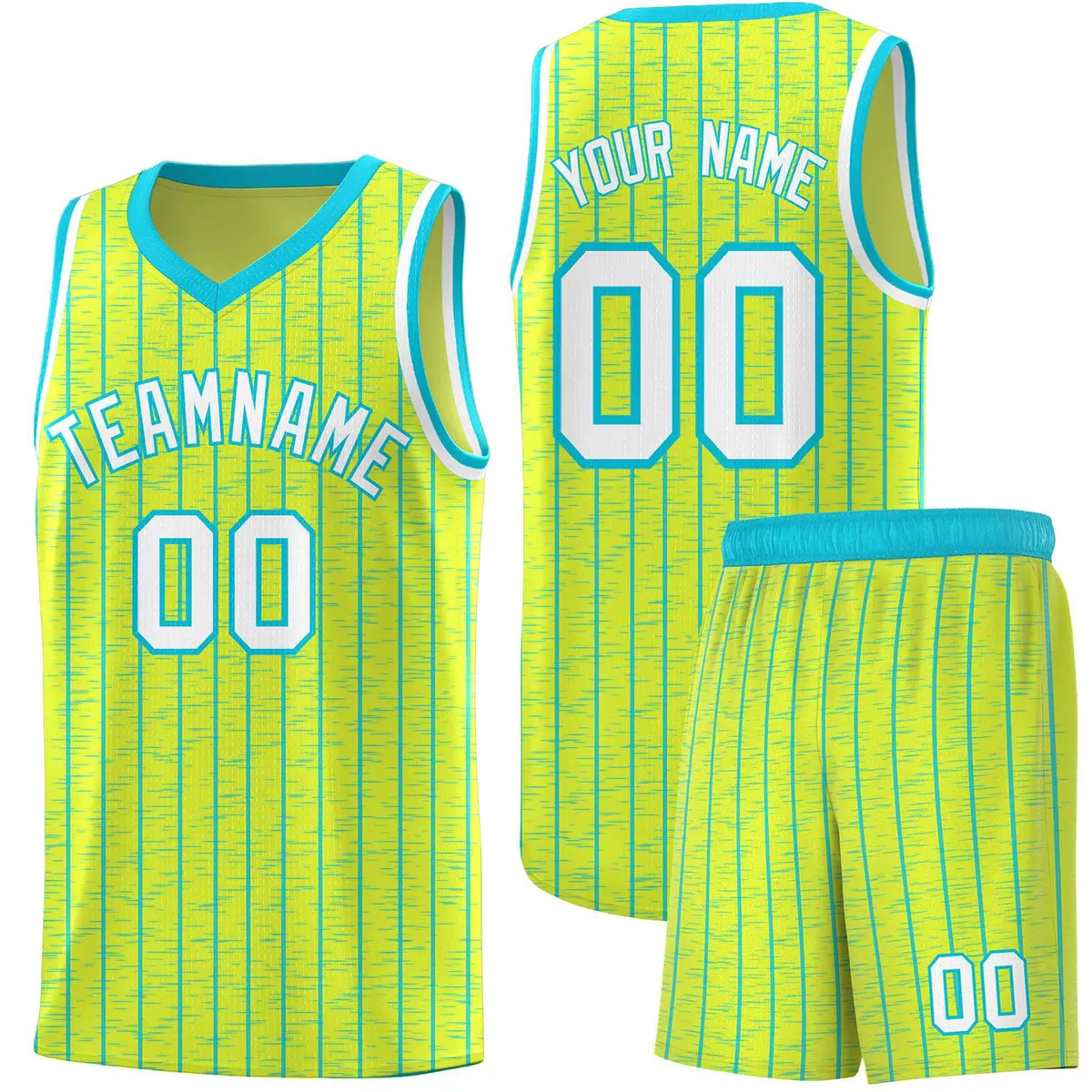 Fluorescent Green Gray Pinstripe Retro Basketball Jersey