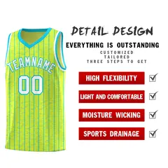 Fluorescent Green Gray Pinstripe Retro Basketball Jersey 2