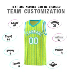 Fluorescent Green Gray Pinstripe Retro Basketball Jersey 4