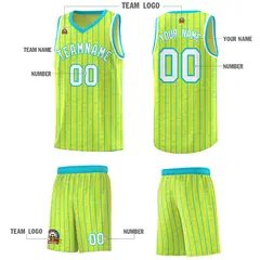 Fluorescent Green Gray Pinstripe Retro Basketball Jersey 5