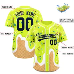 Fluorescent Green Ice Cream Cone Graffiti Baseball Jersey 2