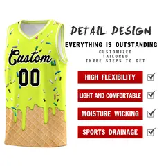 Fluorescent Green Ice Cream Element Pattern Basketball Kits 2