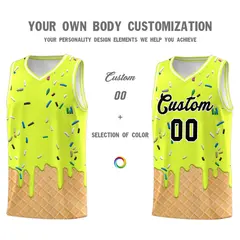 Fluorescent Green Ice Cream Element Pattern Basketball Kits 3