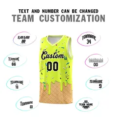 Fluorescent Green Ice Cream Element Pattern Basketball Kits 4
