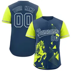 Fluorescent Green Midnight Blue Raptor Series Raglan Baseball Jersey