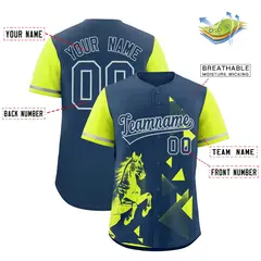 Fluorescent Green Midnight Blue Raptor Series Raglan Baseball Jersey 2
