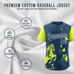 Fluorescent Green Midnight Blue Raptor Series Raglan Baseball Jersey 3