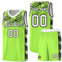 Fluorescent Green Mosaic Stars Basketball Uniform Jersey 1