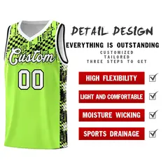 Fluorescent Green Mosaic Stars Basketball Uniform Jersey 2