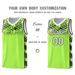 Fluorescent Green Mosaic Stars Basketball Uniform Jersey 3