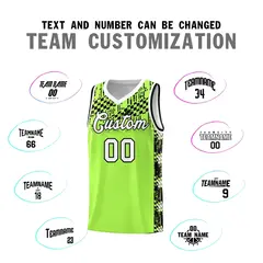 Fluorescent Green Mosaic Stars Basketball Uniform Jersey 4