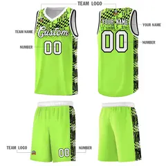 Fluorescent Green Mosaic Stars Basketball Uniform Jersey 5
