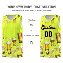 Fluorescent Green National Beer Day Beer Bubble Basketball Jersey 2