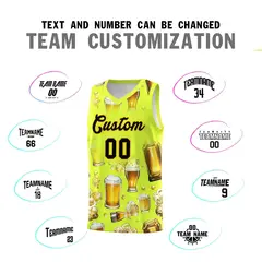 Fluorescent Green National Beer Day Beer Bubble Basketball Jersey 4