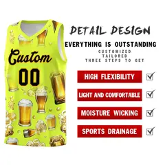 Fluorescent Green National Beer Day Beer Bubble Basketball Jersey 5