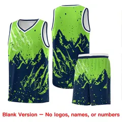 Fluorescent Green Navy Beast Pattern Sports Basketball Jersey 7