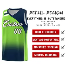 Fluorescent Green Navy Gradient Basketball Jersey 2