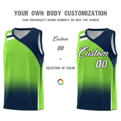 Fluorescent Green Navy Gradient Basketball Jersey 3