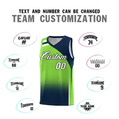 Fluorescent Green Navy Gradient Basketball Jersey 4