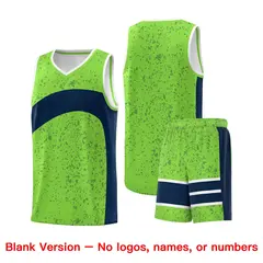 Fluorescent Green Navy Irregular Dot Graffiti Basketball Jersey 7